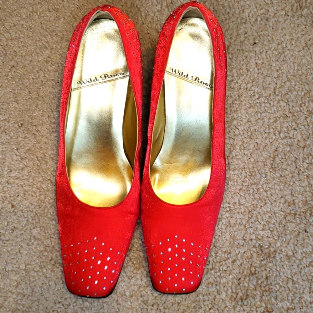 Wild Rose red satin shoes